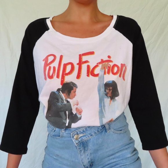 Pulp Fiction Black and White Baseball Tee Size Large XL - Picture 4 of 5